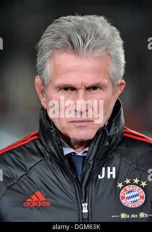 Jupp Heynckes, manager of FC Bayern Munich, disgruntled, Mercedes-Benz Arena, stadium, Stuttgart, Baden-Wuerttemberg Stock Photo