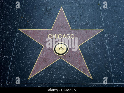 Terrazzo star for the band Chicago, music category, Walk of Fame, Hollywood Boulevard, Hollywood, Los Angeles, California Stock Photo