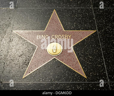 Terrazzo star for Bing Crosby, radio category, Walk of Fame, Hollywood Boulevard, Hollywood, Los Angeles, California Stock Photo