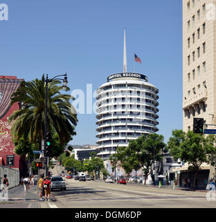 Capitol Records headquarters, Hollywood Boulevard, Hollywood, Los Angeles, California, United States of America, USA Stock Photo