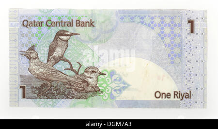 Banknote 1 Qatari riyal, Qatar Stock Photo