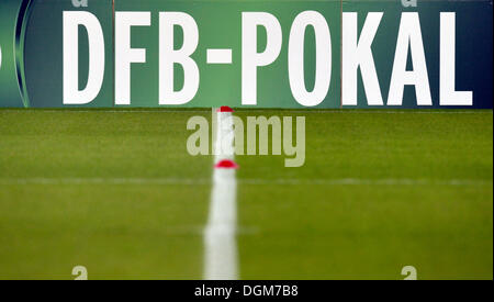 Stadium advertising board, DFB-Pokal, Mercedes-Benz Arena, Stuttgart, Baden-Württemberg, Germany Stock Photo