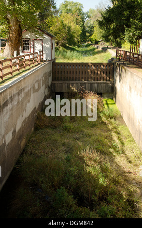 Unused Lock at Delaware Canal Towpath at New Hope, Pennsylvania. United states Stock Photo