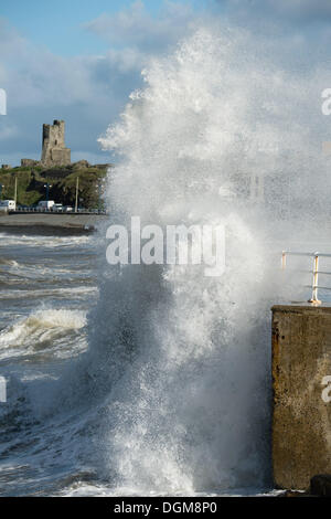 Aberystwyth Wales UK, Wednesday 23 October 2013 Gale force winds, a high tide and stormy seas bring huge waves crashing into the promenade at Aberystwyth on the west wales coast, UK. Stormy weather has swept across the UK with more on the way according to reports. Credit: keith morris/Alamy Live News Stock Photo