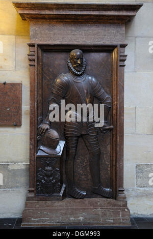 Historic tombstone slab, Gothic St. Vitus Cathedral, Prague Castle, Hradcany, Prague, Bohemia, Czech Republic, Europe Stock Photo