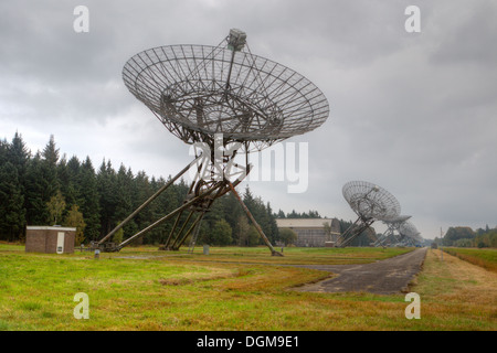 Radio telescopes on the site of the former concentration camp Westerbork, Netherlands Stock Photo