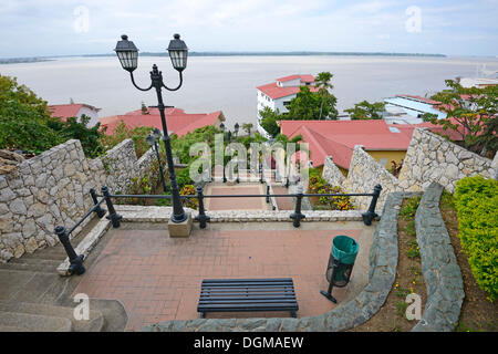 Stairs in the district of Las Penas, for climbing Cerro Santa Ana, Guayaquil, Ecuador, South America Stock Photo