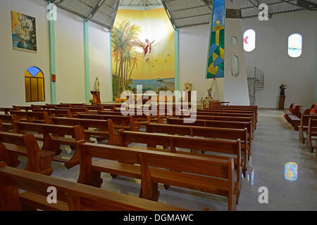 Interior view of the new Catholic church in Puerto Villamil, Isabela Island, Galapagos Islands, Ecuador, South America Stock Photo