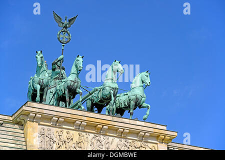Quadriga on top of the Brandenburg Gate, Berlin, Berlin, Berlin, Germany Stock Photo