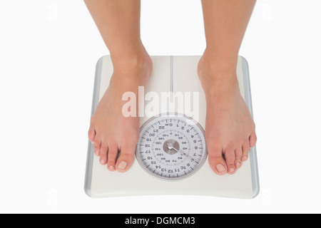 Smart scales with bioelectric impedance analysis, BIA, measuring body fat,  on the background of blurry female legs Stock Photo - Alamy