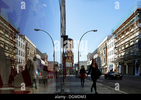 Berlin, Germany, mirroring in a large plate glass window Stock Photo