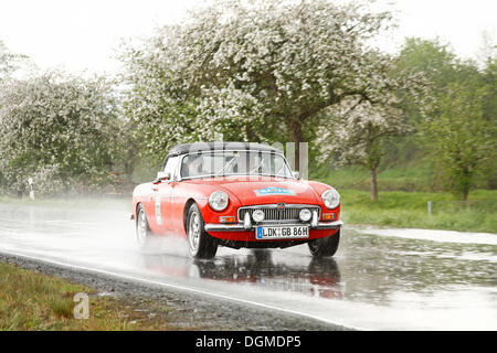 MG B in the rain, built in 1966, Classic Car Rally 2010 Wetzlar, Hesse Stock Photo