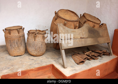 Traditional Ashanti Talking Drums - Atumpan and Brenko Styles In Besease Shrine, Ghana Stock Photo