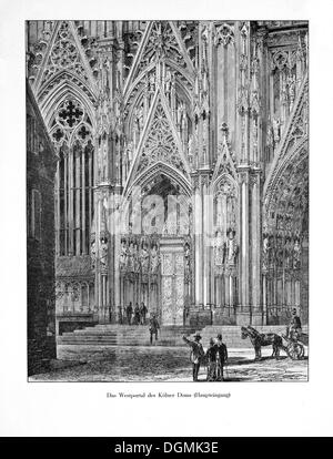 Cologne cathedral, majestic interior iin Gothic style, vintage engraving  Stock Photo - Alamy