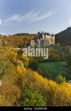 Burg Eltz castle, a Ganerbenburg shared by several families, Muenstermaifeld, Wierschem, Rhineland-Palatinate Stock Photo