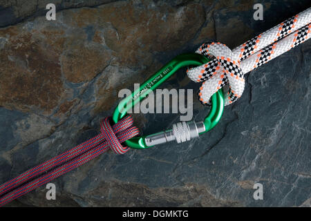 Carabiner with safety rope Stock Photo