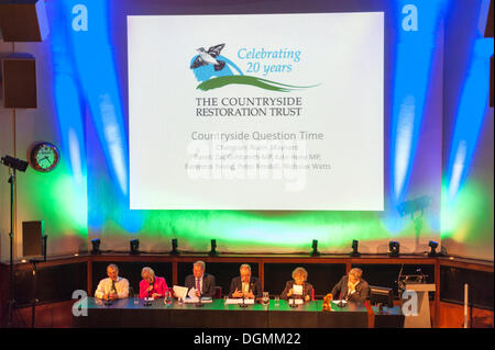 London, UK. 22nd Oct, 2013. The Countryside Restoration Trust 20th Anniversary Celebration, Royal Geographical Society, London  UK 22nd October 2013. Countryside Question Time chaired by Robin Maynard with panellists Peter Kendall (NFU President); Zac Goldsmith MP (Trustee); Kate Hoey MP; Baroness Young of Old Scone (who as Barbara Young was a former Chief Executive of the RSPB); and Nicholas Watts (Trustee and 2013 winner of The Daily Telegraph - RSPB Nature of Farming Award). The Countryside Restoration Trust is a charity promoting wildlife-friendly farming.  Credit Julian Eales/Alamy Live N Stock Photo