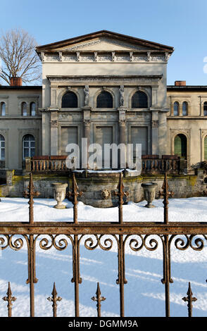 Art-nouveau Palais at the Schiffsbleek, garden terrace, winter, Quedlinburg, Harz, Saxony-Anhalt Stock Photo