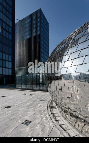 Pebbles Bar, the futuristic bar of the Hyatt Hotel on the Hafenspitze, Medienhafen harbour, Duesseldorf, North Rhine-Westphalia Stock Photo