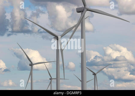 Wind turbines, wind farm, Canadian Maritimes, clouds, sky, Amherst, Nova Scotia, Canada Stock Photo