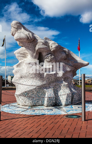 Antarctic 100 a mosaic memorial to Captain Scott by Jonathan Williams in the Waterfront Park, Cardiff Bay, Wales. Stock Photo