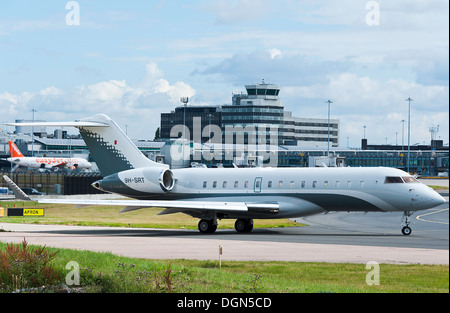 Hyperion Aviation Bombardier BD-700-1A10 Global Express XRS Executive Jet Airliner 9H-SRT Taxiing at Manchester Airport UK Stock Photo