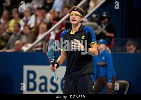 Basel, Switzerland. 23 Oct, 2013. Denis Istomin (UZB) disappointed during the 2nd round of the Swiss Indoors at St. Jakobshalle on Wednesday. Photo: Miroslav Dakov/Alamy Live News Stock Photo