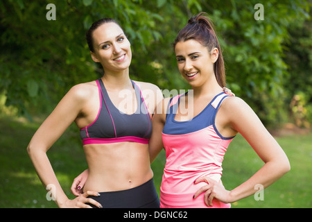 Two fit friends posing Stock Photo
