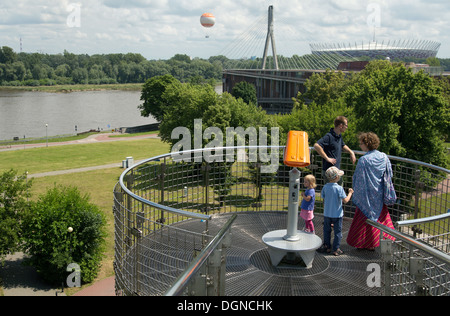 Warsaw, Poland, observation deck overlooking the Vistula River and the National Stadium Stock Photo