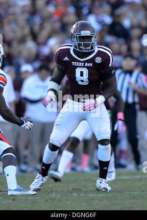 College Station, Texas, USA. 19th Oct, 2013. October 19, 2013: Texas A&M Aggies linebacker Steven Jenkins (8) in action during the NCAA football game between the Auburn Tigers and the Texas A&M University Aggies at Kyle Field Stadium in College Station, Auburn wins against Texas A&M, 45-41. © csm/Alamy Live News Stock Photo