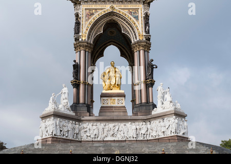 LONDON, UK - SEPTEMBER 15: The Albert Memorial in Kensington Gardens, seen from the front. September 15, 2013 in London. Stock Photo