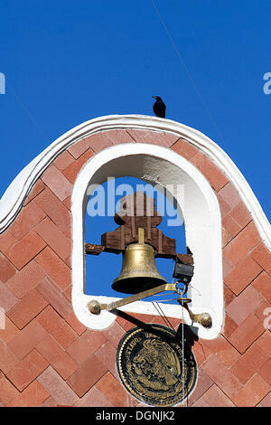 Bell on the Town Hall of Huajuapan de León, Oaxaca, southern Mexico, Mexico, North America Stock Photo