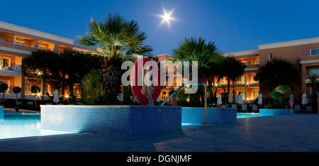 Swimming pool in evening light, Andalusia, Spain, Europe Stock Photo