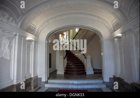 Restored hall with stucco in a historic Berlin building, Berlin, Germany Stock Photo