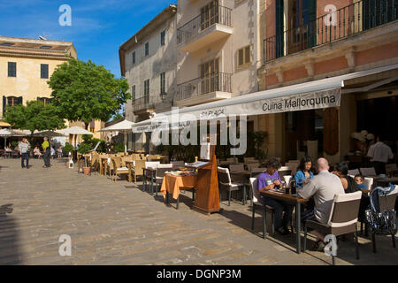 Café, restaurant in the historic centre of Alcudia, Majorca, Balearic Islands, Spain, Europe Stock Photo