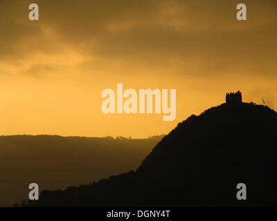 Sunrise over Leuchtenburg castle ruin, Kaltern, Lake Kaltern, province of Bolzano-Bozen, Italy, Europe Stock Photo