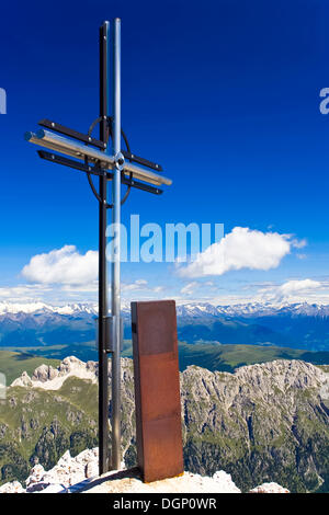 View from Mt. Sass Rigais, Geislerspitzen, to Pustertal, Val Pusteria, Dolomites, South Tyrol, Italy, Europe Stock Photo