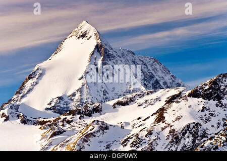 View from Martell hut to Mt Gran Zebrù or Koenigspitze, Martelltal, Val Martell, South Tyrol, Italy, Europe Stock Photo