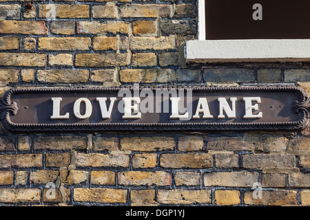 England, Kent, Margate, Old Town, 'Love Lane' Street Sign Stock Photo