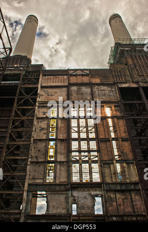 Inside what is now an empty shell of Battersea Power Station, London. Image taken in September 2013. Stock Photo