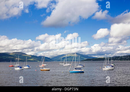 Sailing boats on the Firth of Clyde near Gourock, Argyll, Scotland, United Kingdom, Europe Stock Photo