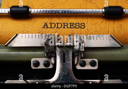 Address text on typewriter Stock Photo