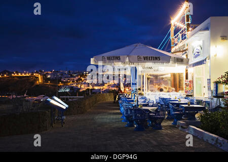 Restaurant on the promenade in Puerto del Carmen, Lanzarote, Canary Islands, Spain, Europe Stock Photo