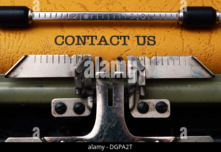 Contact us text on typewriter Stock Photo