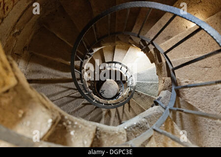 Free-standing spiral staircase in the pilgrimage church Of Our Lady, Queen of All Saints, Muehlkreis, Muehlviertel region Stock Photo