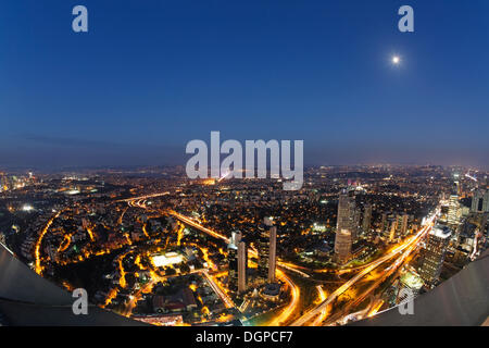 View from the Sapphire Tower in Levent with the Bosphorus, at dusk, tallest building in Turkey, Istanbul, Turkey, Europe Stock Photo