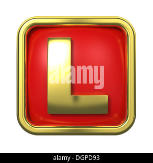 Gold Letter on Red Background. Stock Photo