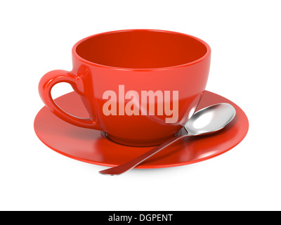 Cup with Spoon and Saucer. Stock Photo