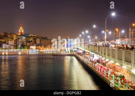 Galata Tower in Beyoglu, Galata Bridge, Golden Horn, Istanbul, european side, Turkey, Europe, PublicGround Stock Photo