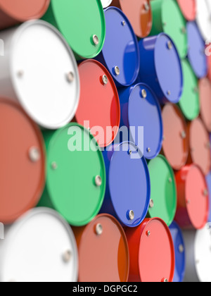 Oil Barrels Stacked Up. Stock Photo